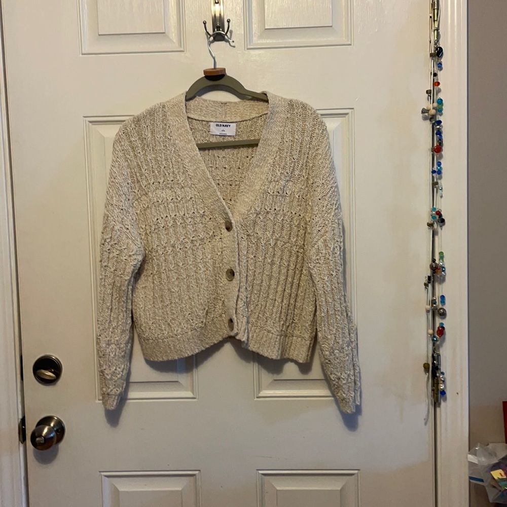 Cable Knit Boyfriend Cardigan petite L